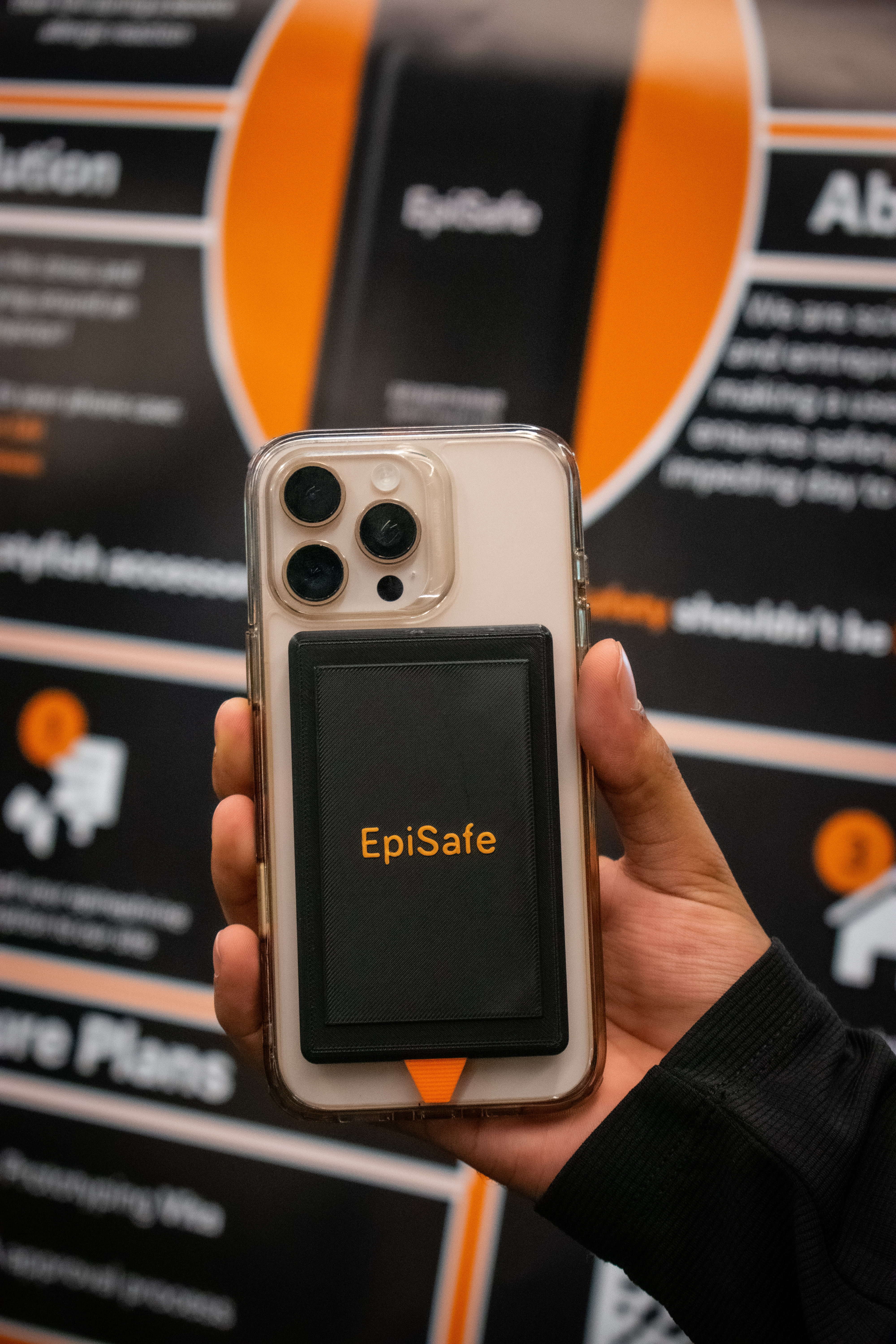 EpiSafe phone case held in hand